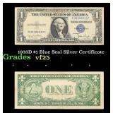 1935D $1 Blue Seal Silver Certificate Grades vf+