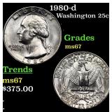 1980-d Washington Quarter 25c Grades GEM++ Unc