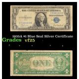 1935A $1 Blue Seal Silver Certificate Grades vf+
