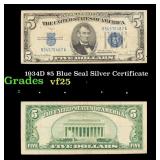 1934D $5 Blue Seal Silver Certificate Grades vf+