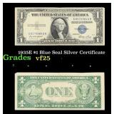 1935E $1 Blue Seal Silver Certificate Grades vf+