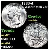 1986-d Washington Quarter 25c Grades GEM++ Unc