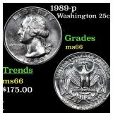1989-p Washington Quarter 25c Grades GEM+ Unc