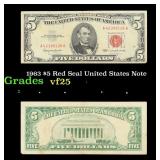 1963 $5 Red Seal United States Note Grades vf+