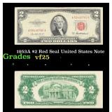 1953A $2 Red Seal United States Note Grades vf+