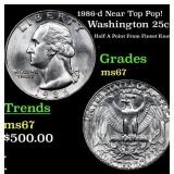 1986-d Washington Quarter Near Top Pop! 25c Graded
