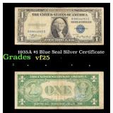1935A $1 Blue Seal Silver Certificate Grades vf+