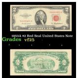 1953A $2 Red Seal United States Note Grades vf+