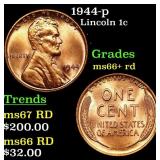 1944-p Lincoln Cent 1c Grades GEM++ RD