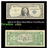 1957A $1 Blue Seal Silver Certificate Grades vf+