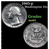 1965-p Washington Quarter 25c Grades GEM Unc