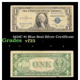 1935C $1 Blue Seal Silver Certificate Grades vf+