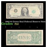 1963 $1 Green Seal Federal Reserve Note Grades f,