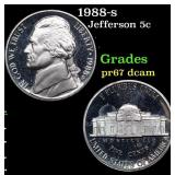 Proof 1988-s Jefferson Nickel 5c Grades GEM++ Proo