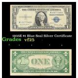1935E $1 Blue Seal Silver Certificate Grades vf+