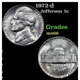 1972-d Jefferson Nickel 5c Grades GEM+ Unc