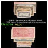 Lot of 5 Japanese WWII Invasion Money "JIM" Notes,