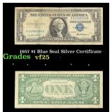 1957 $1 Blue Seal Silver Certificate Grades vf+