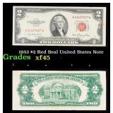 1953 $2 Red Seal United States Note Grades xf+