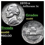 1970-s Jefferson Nickel 5c Grades GEM+ Unc