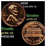 Proof 1959 Lincoln Cent 1c Grades Gem++ Proof Red