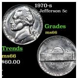 1970-s Jefferson Nickel 5c Grades GEM+ Unc