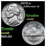 1970-s Jefferson Nickel 5c Grades GEM+ Unc