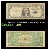 1957B $1 Blue Seal Silver Certificate Grades vf+