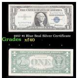 1957 $1 Blue Seal Silver Certificate Grades xf