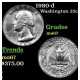 1980-d Washington Quarter 25c Grades GEM++ Unc