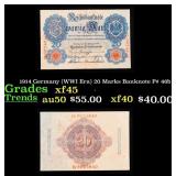 1914 Germany (WWI Era) 20 Marks Banknote P# 46b Gr