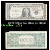 1957B $1 Blue Seal Silver Certificate Grades vf+