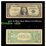 1957 $1 Blue Seal Silver Certificate Grades vf+