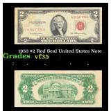 1953 $2 Red Seal United States Note Grades vf++