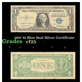 1957 $1 Blue Seal Silver Certificate Grades vf+