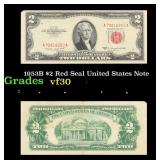 1953B $2 Red Seal United States Note Grades vf++