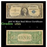 1957 $1 Blue Seal Silver Certificate Grades vf+