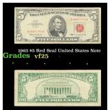 1963 $5 Red Seal United States Note Grades vf+