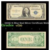 1935G $1 Blue Seal Silver Certificate Grades vf++
