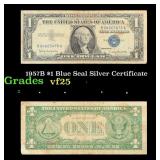 1957B $1 Blue Seal Silver Certificate Grades vf+