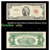 1953B $2 Red Seal United States Note Grades vf+