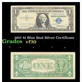 1957 $1 Blue Seal Silver Certificate Grades vf++