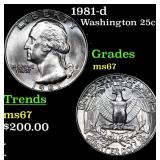 1981-d Washington Quarter 25c Grades GEM++ Unc