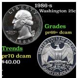 Proof 1986-s Washington Quarter 25c Grades GEM++ P