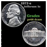 Proof 1972-s Jefferson Nickel 5c Grades GEM++ Proo