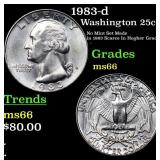 1983-d Washington Quarter 25c Grades GEM+ Unc