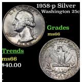 1958-p Washington Quarter Silver 25c Grades GEM+ U