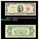 1953A $2 Red Seal United States Note Grades vf+