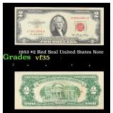 1953 $2 Red Seal United States Note Grades vf++