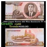 1992 Upper Korea 100 Won Banknote P# 43a Grades Ge